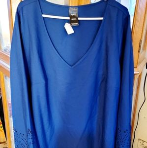 NWT 2X  CATALINA BLUE BLOUSE